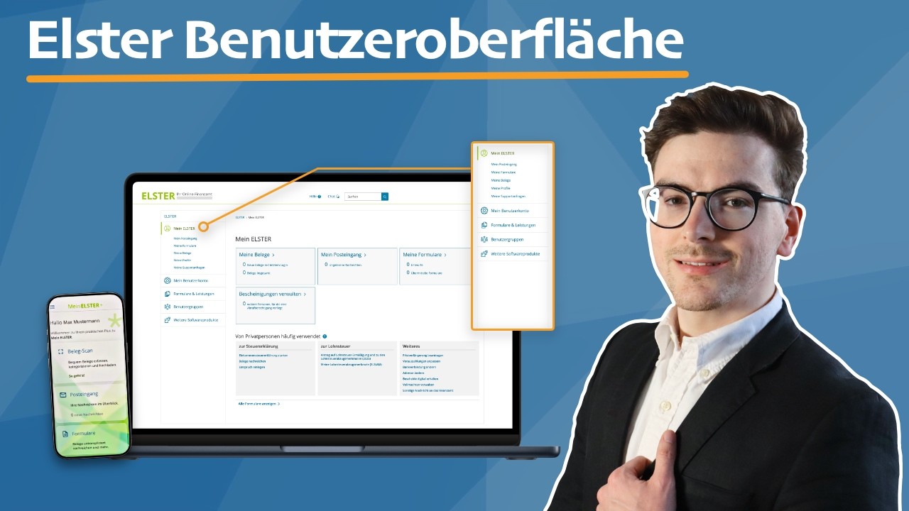 ELSTER Benutzeroberfläche einfach erklärt | Vom Login bis zum Steuerbescheid