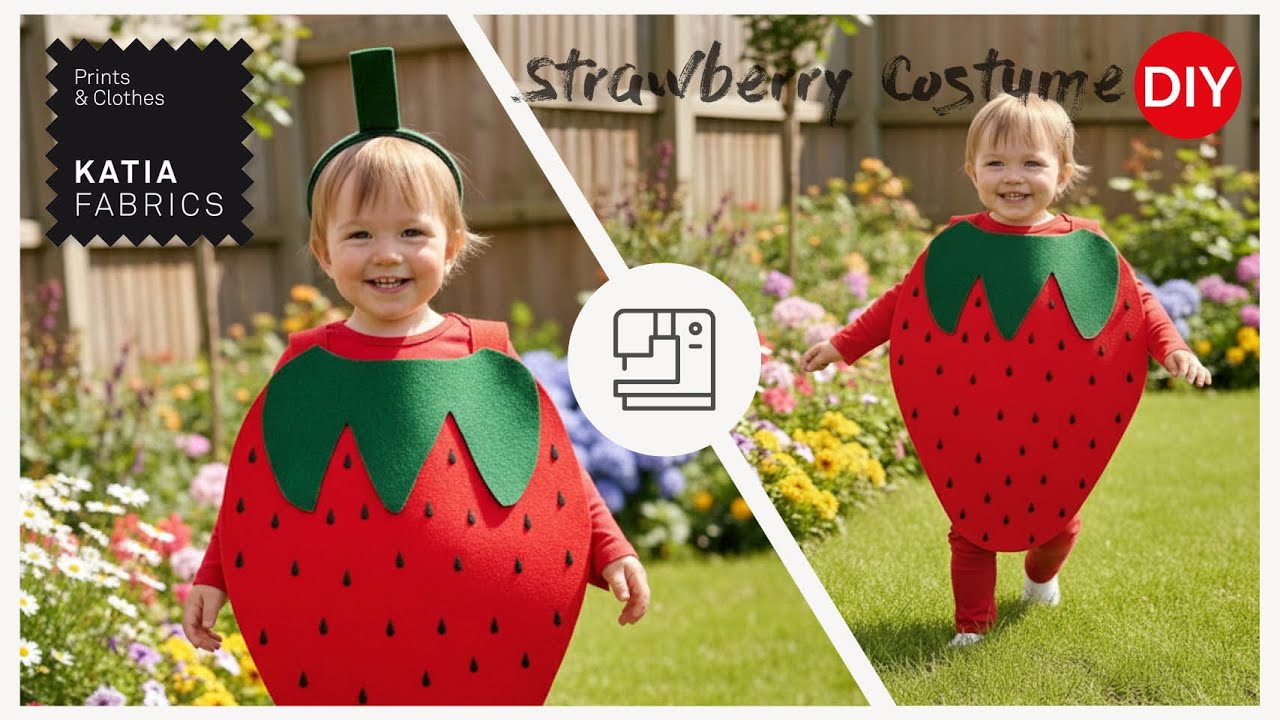 Disfraz infantil de fresa sin coser 🍓 Tutorial paso a paso con fieltro reciclado