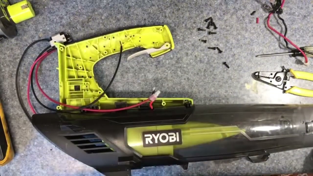 Воздуходувка Ryobi 18 В (P21081) Пусковой выключатель, низкая мощность, не работает, ремонт