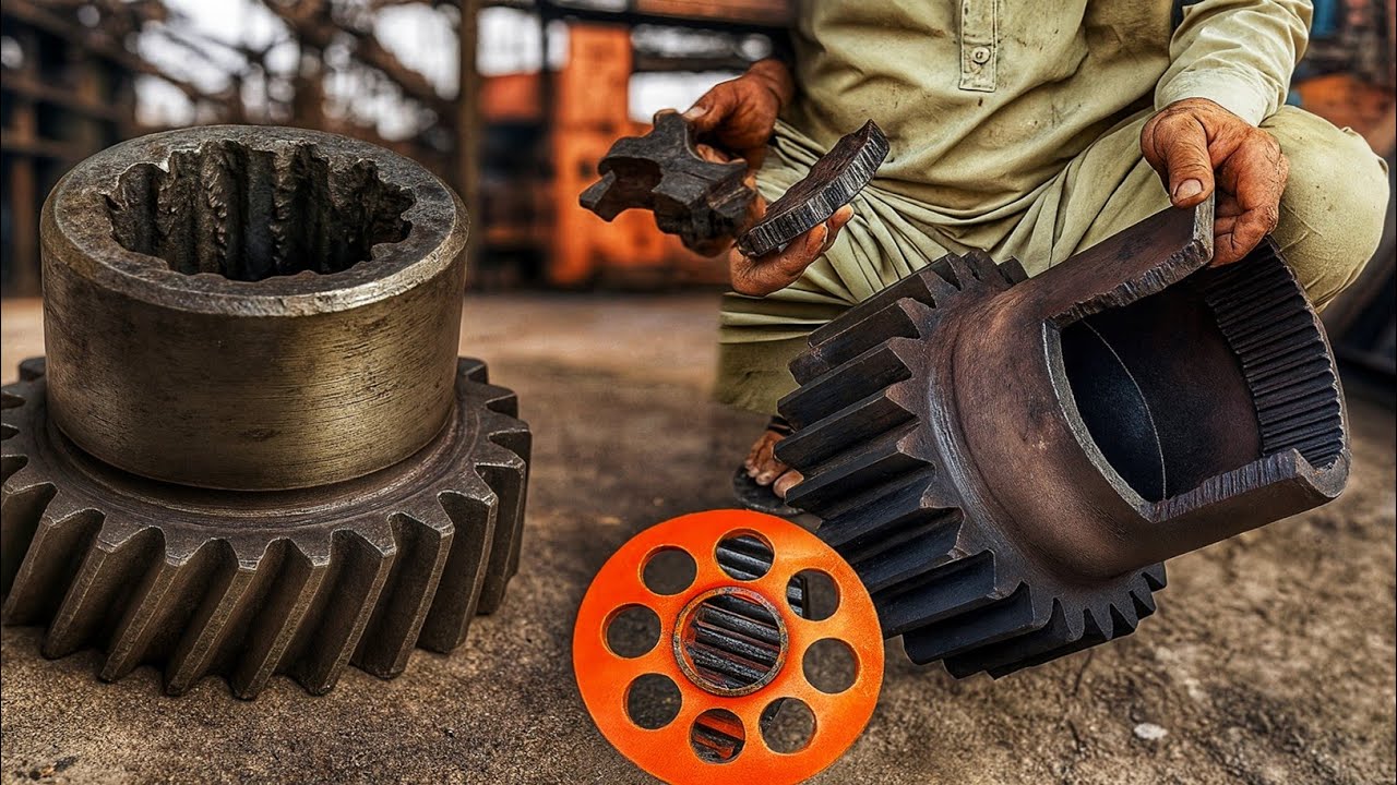 Extreme Gear Restoration: Rebuilding a Crumbled Helical Crank Gear & Broken Spline Barrel