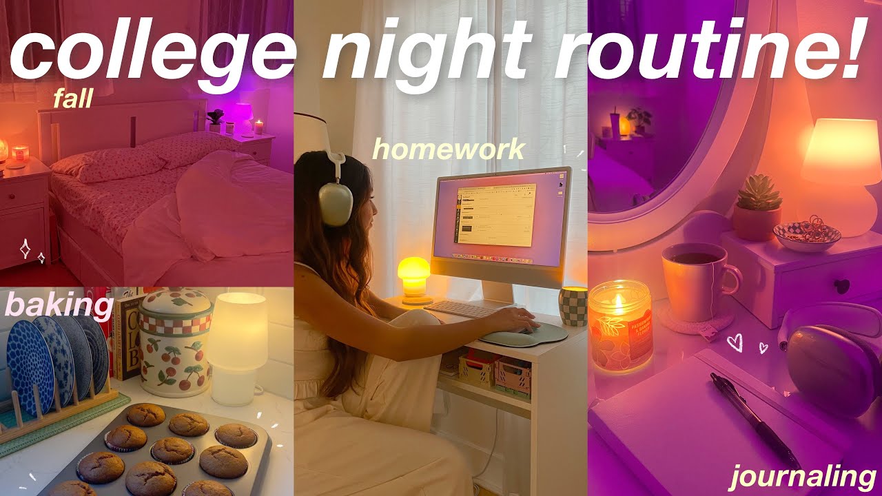 COLLEGE NIGHT ROUTINE 🌙 productive, homework, journaling, reading, baking, etc