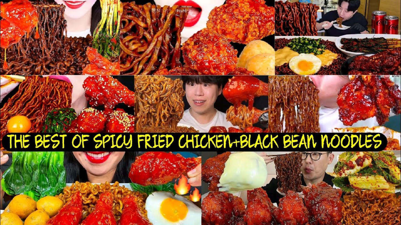 THE BEST OF SPICY FRIED CHICKEN+BLACK BEAN NOODLES MUKBANG COMPILATION |ASMR EATING SPICY CHICKEN|🍗🌶