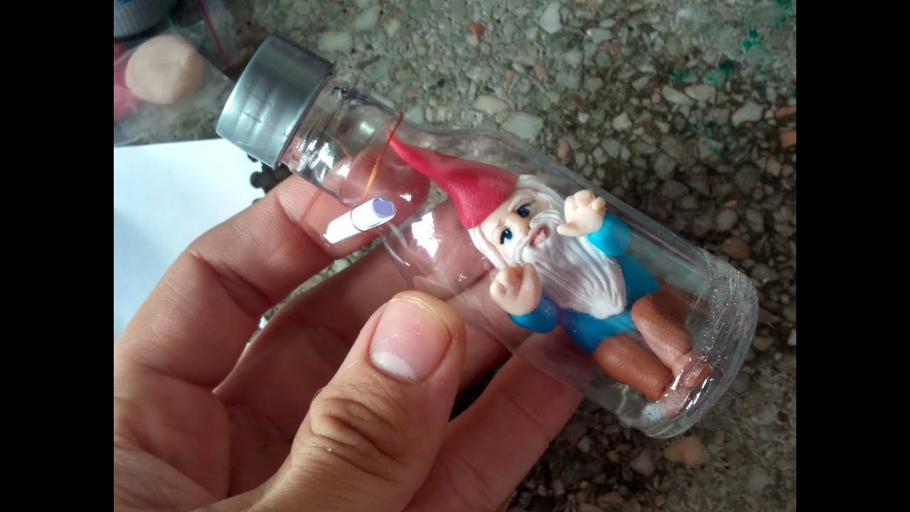 DIY- Gnomo na Garrafinha em Biscuit