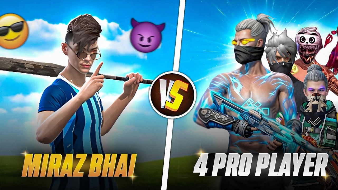 MIRAZ BHAI VS 4 PRO PLAYER 🗿|| FIRST LONG VIDEO 😍