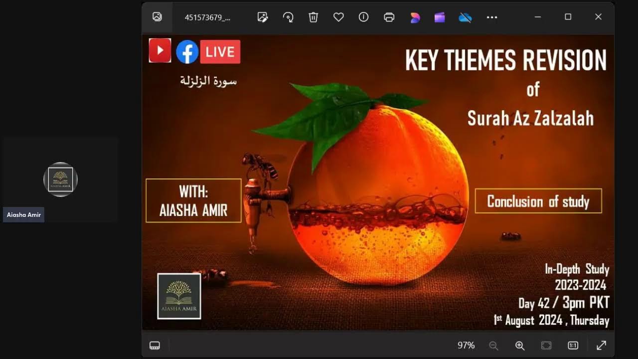 Surah Az Zalzalah in-depth study by Aiasha Amir