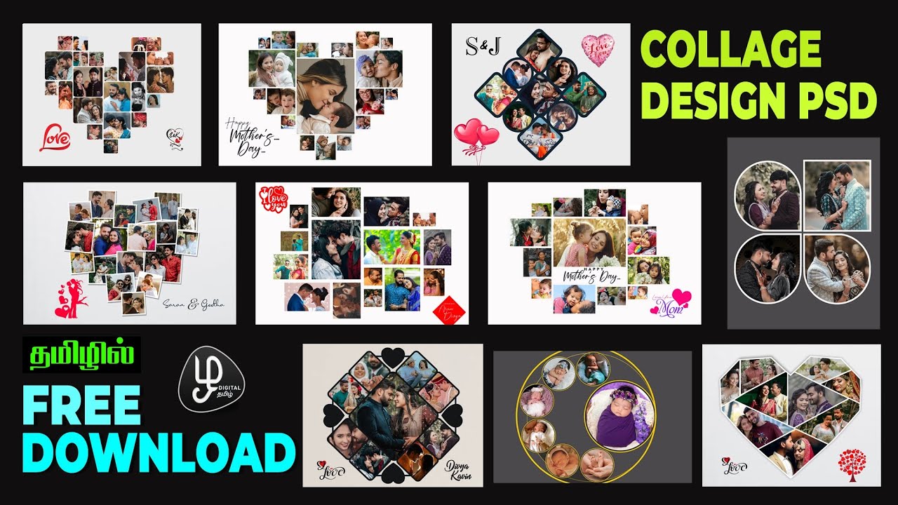 psd free download collage prems photo collage in frame heartin shape free download collage