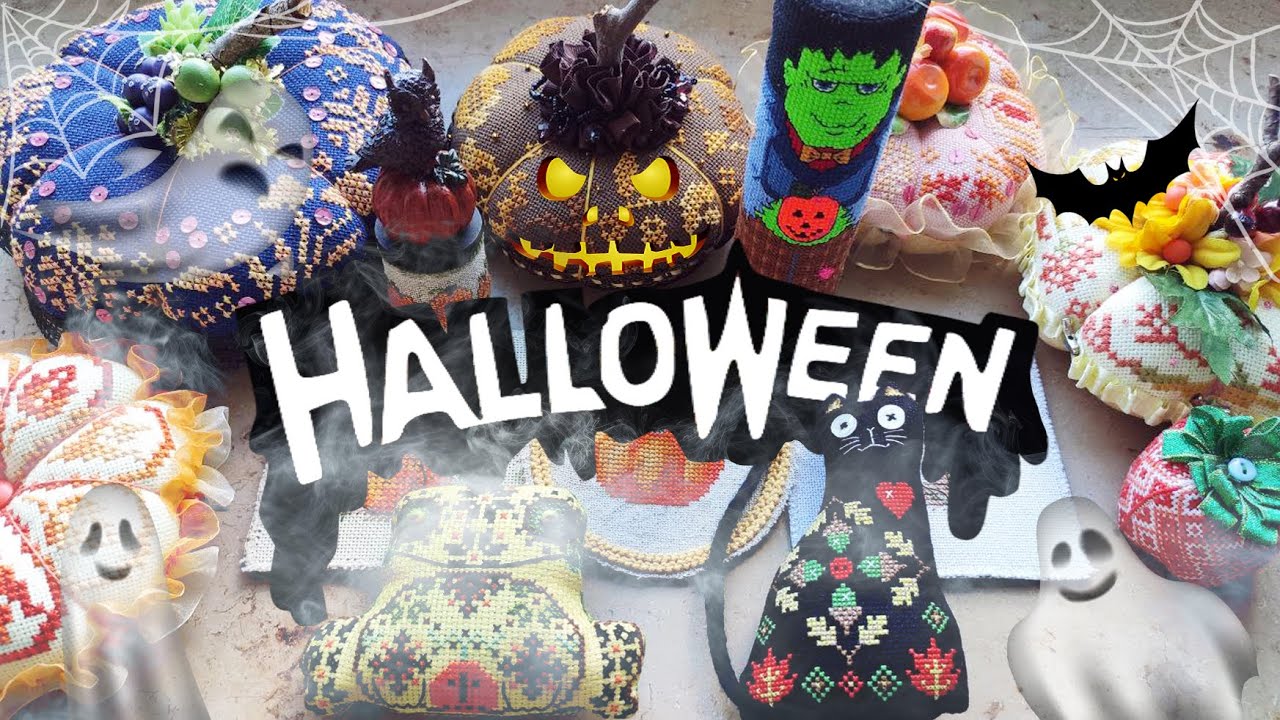 Вышитый Хэллоуинский декор / Cross stitch Halloween / Продвижения октября