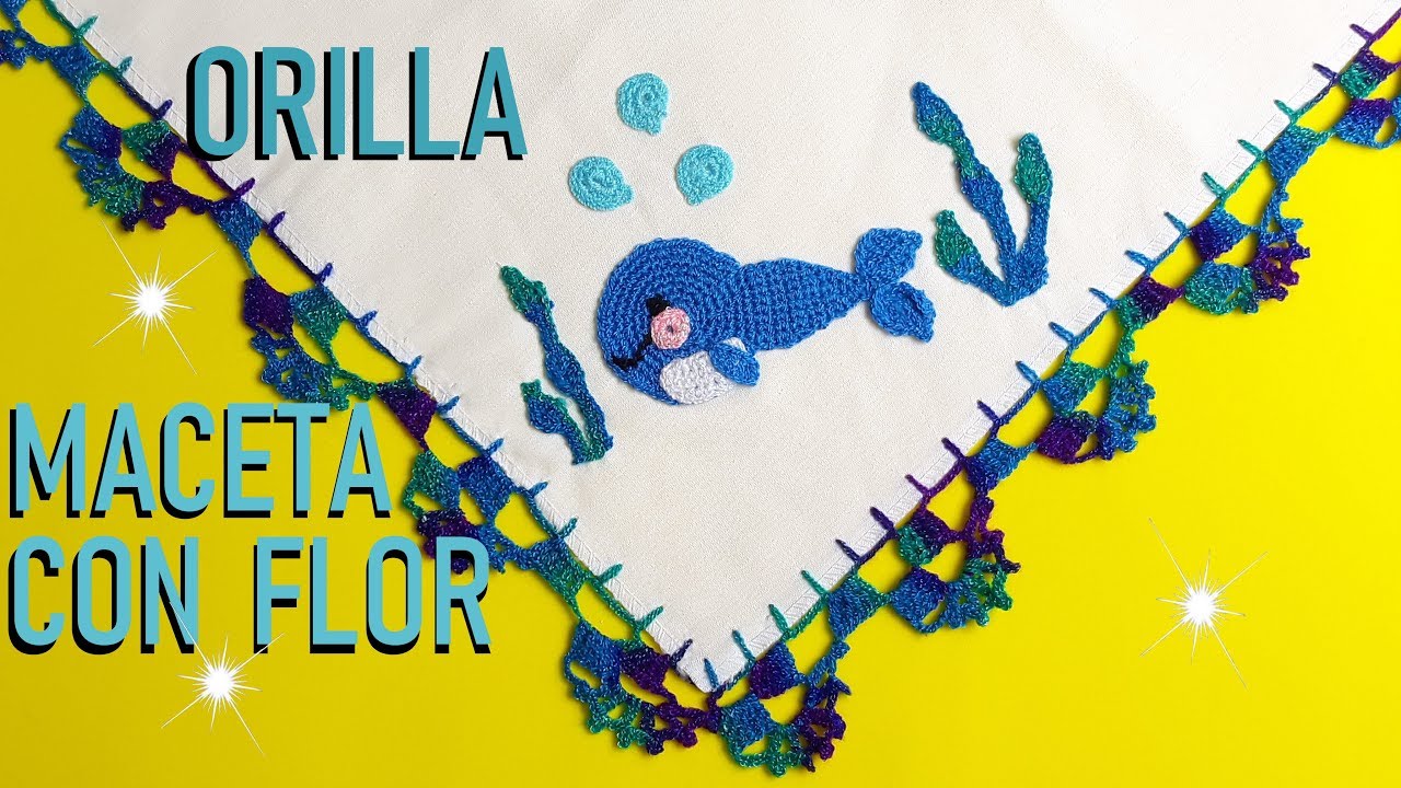 Puntilla Maceta con flor a Crochet  /  👍 😉