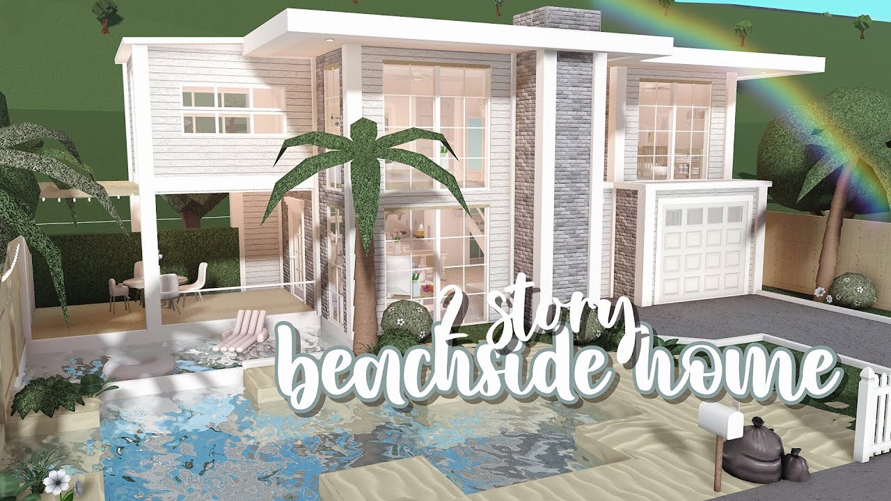 2 story beachside summer family home ♡ | bloxburg speedbuild | luminto