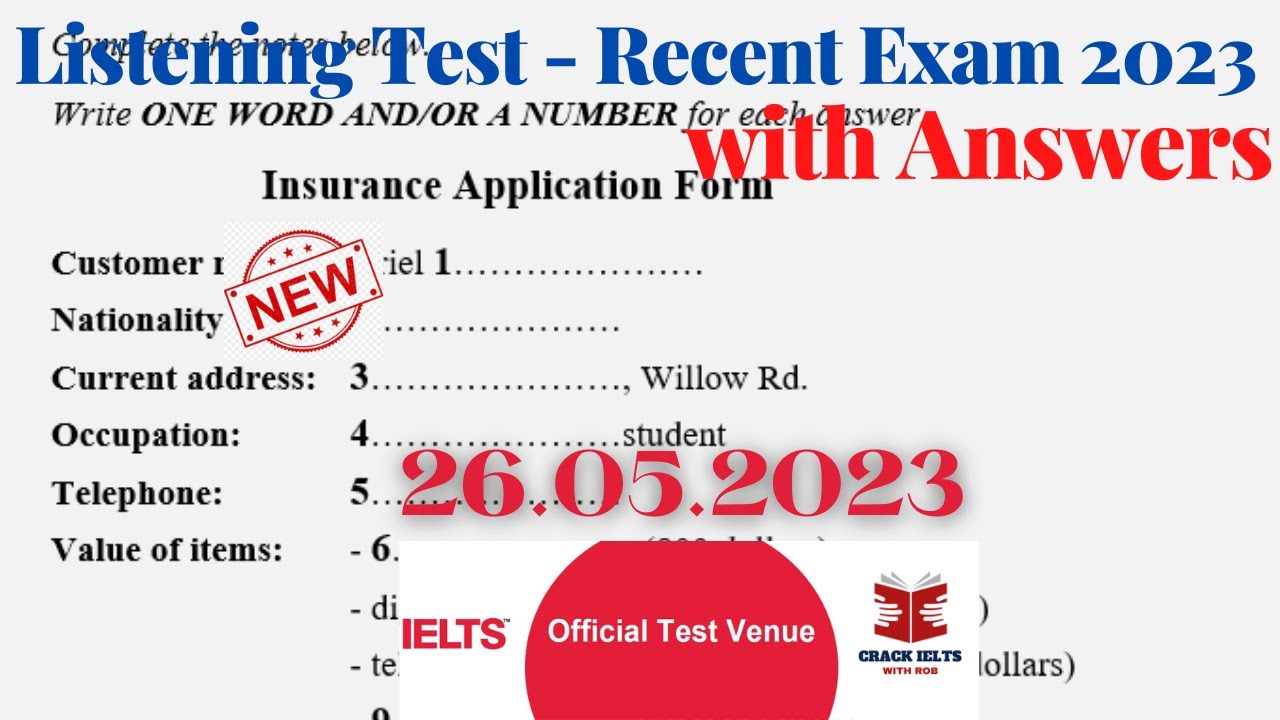 IELTS Listening Actual Test 2023 with Answers | 26.05.2023