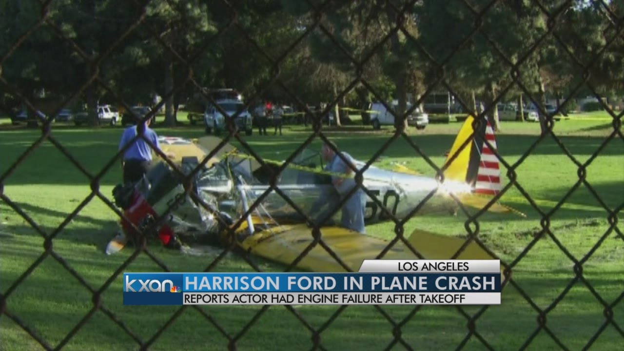 Harrison Ford crash lands vintage plane on golf course