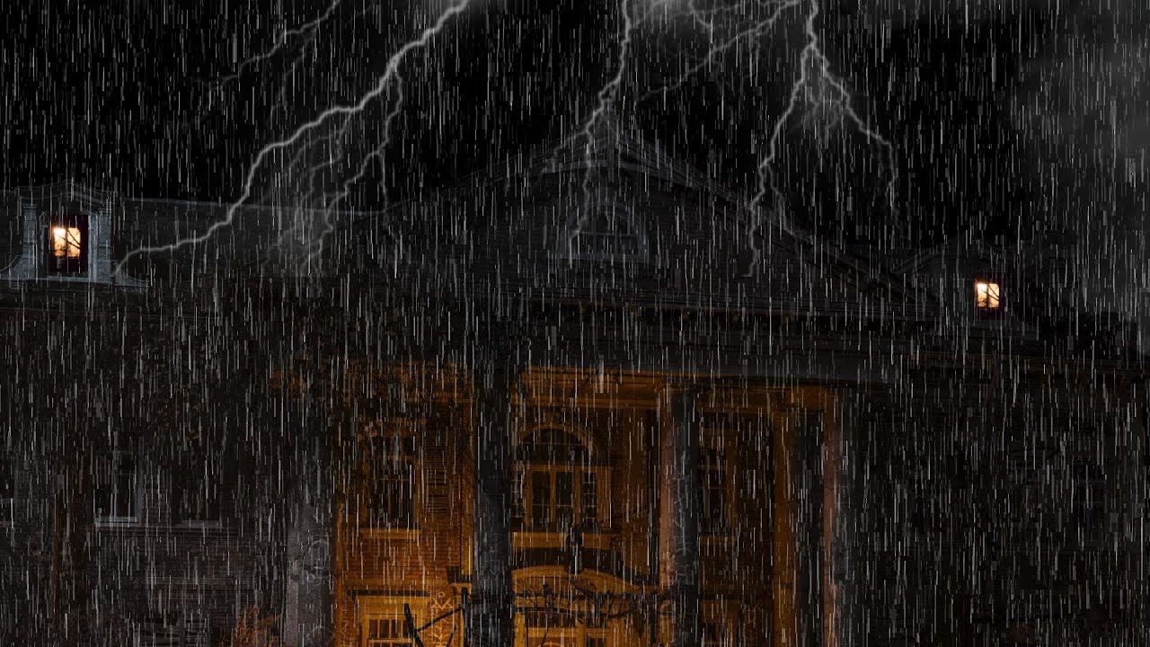 Sleep Sounds Heavy Rain and Thunder on Hidden House At Night - 