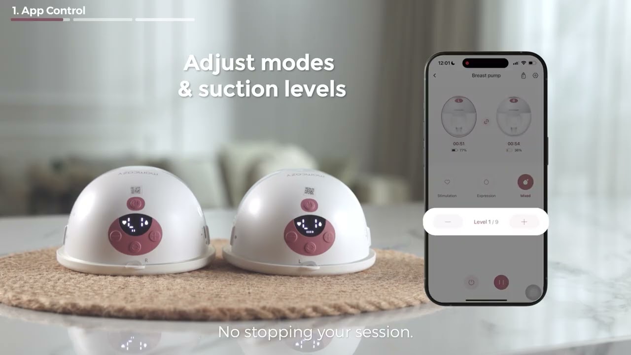 Как пользоваться умным носимым молокоотсосом Momcozy M5 – с улучшенным управлением через приложение.