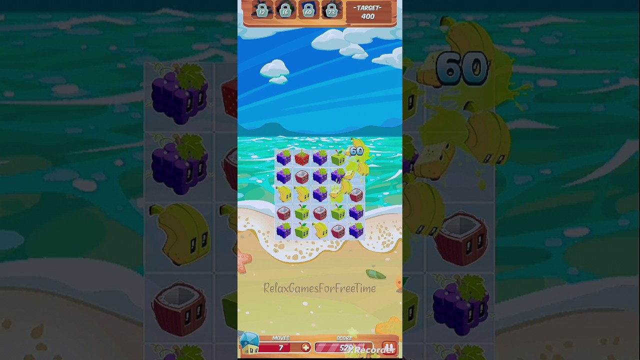 Juice Cube: Mach 3 Fruit Game - Level 2 gameplay line drawing link connect color match puzzle game