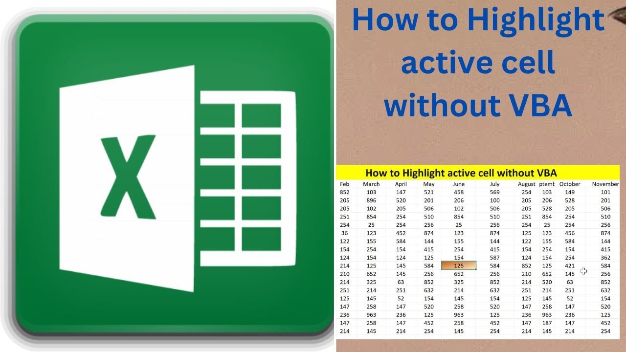 How to Highlight active cell without VBA
