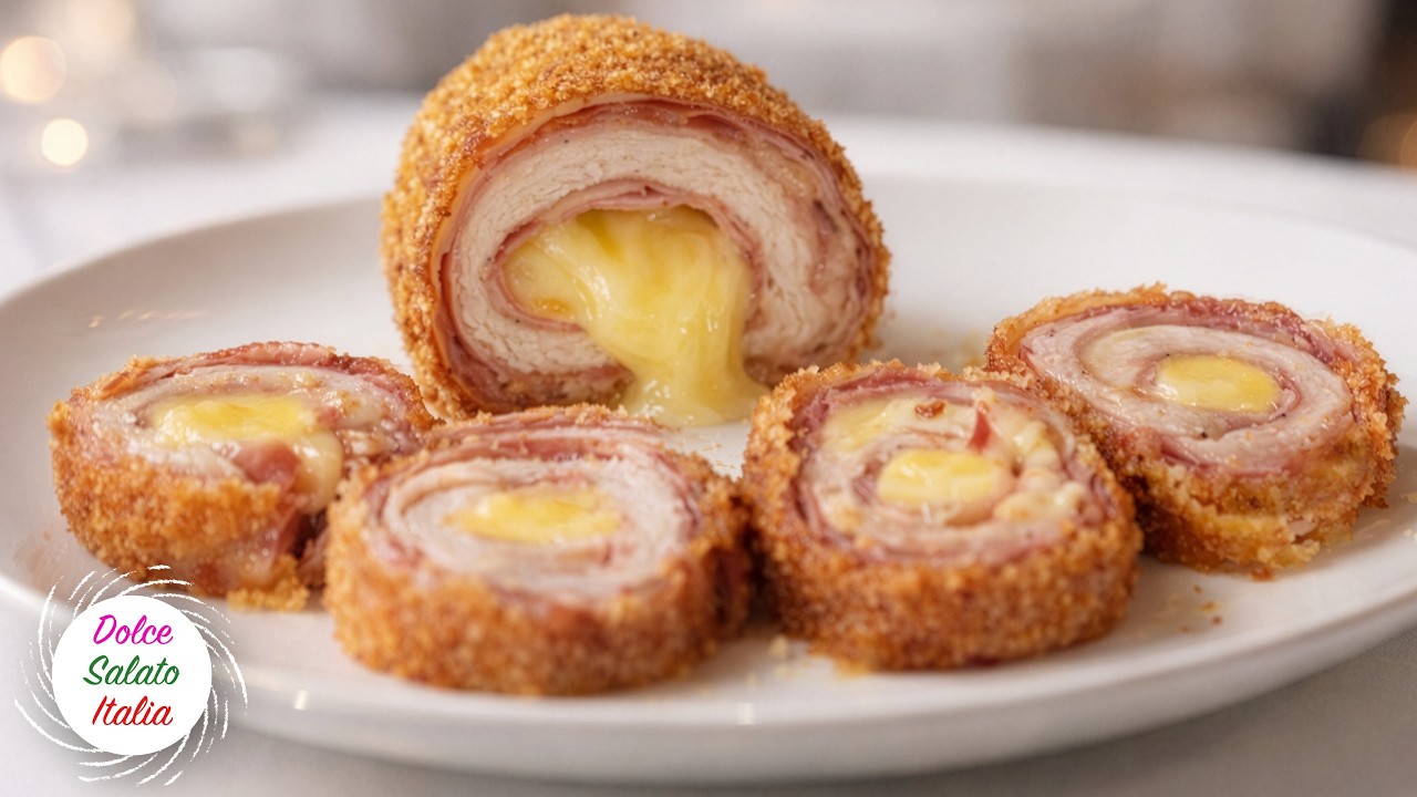 Rollè di Pollo, il Classico Rotolo Ripieno al Forno (Cordon Bleu)