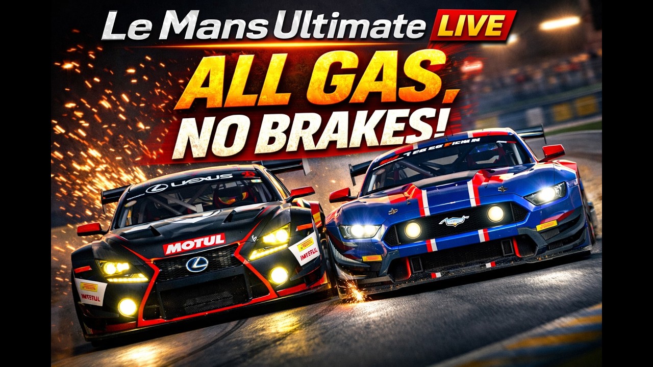 Le Mans Ultimate LIVE – Mustang GT3 Battles at Sebring (Spa Rain Later)