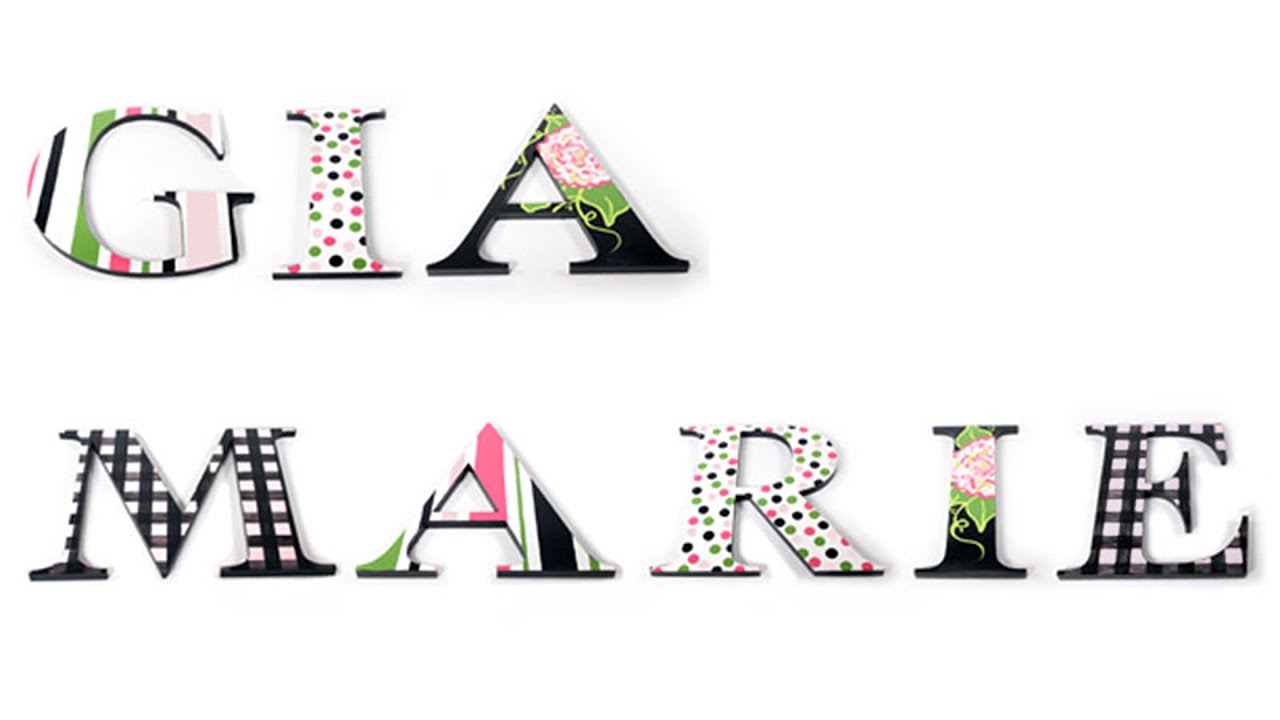 Paint Stripes, Polka Dots, and Flowers on Wood Letters