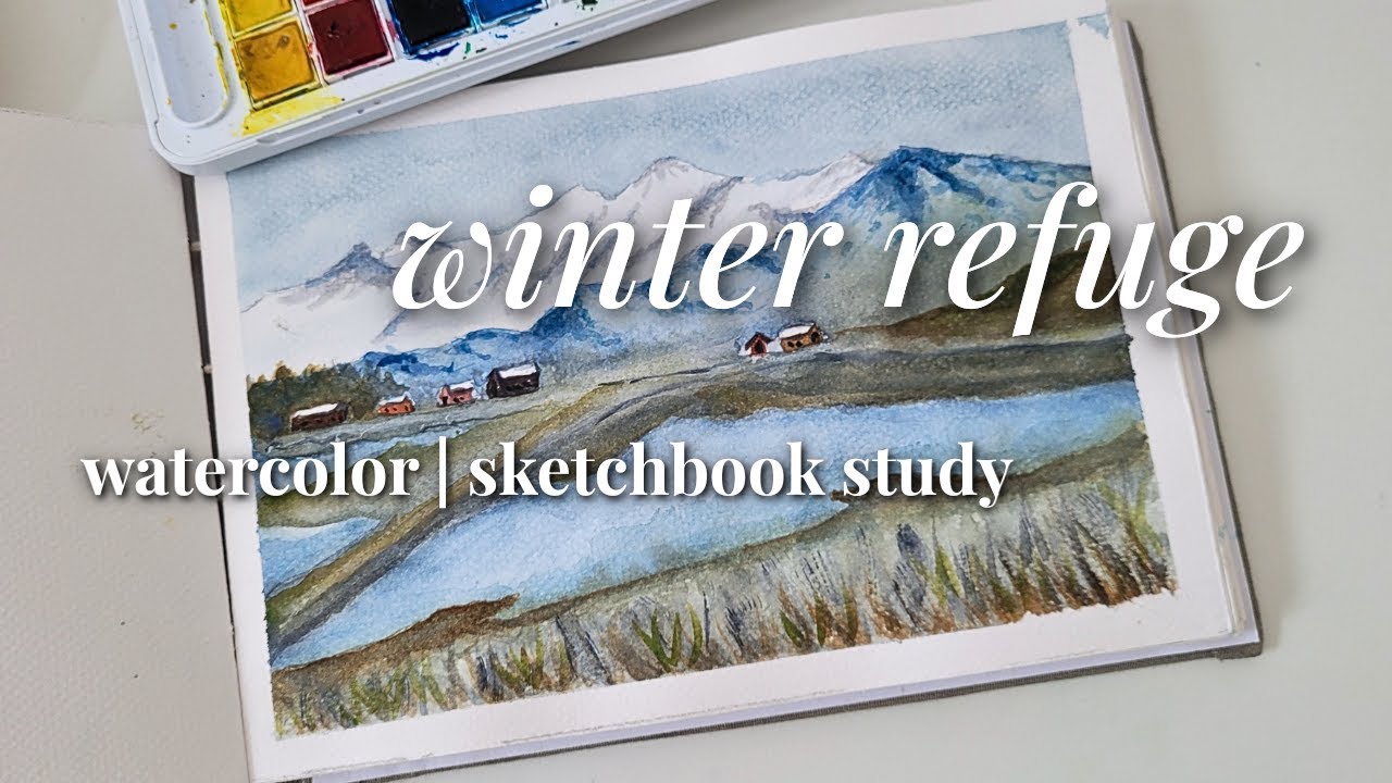 winter village watercolor study ✨❄️ daler rowney 24 set