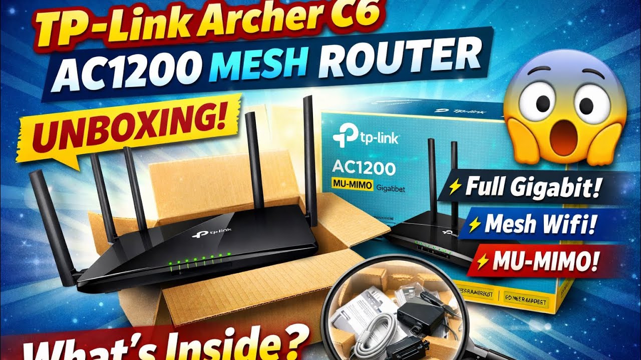 TP-Link Archer C6 AC1200 Mesh Router Unboxing 📦 Full Gigabit MU-MIMO | What’s Inside?