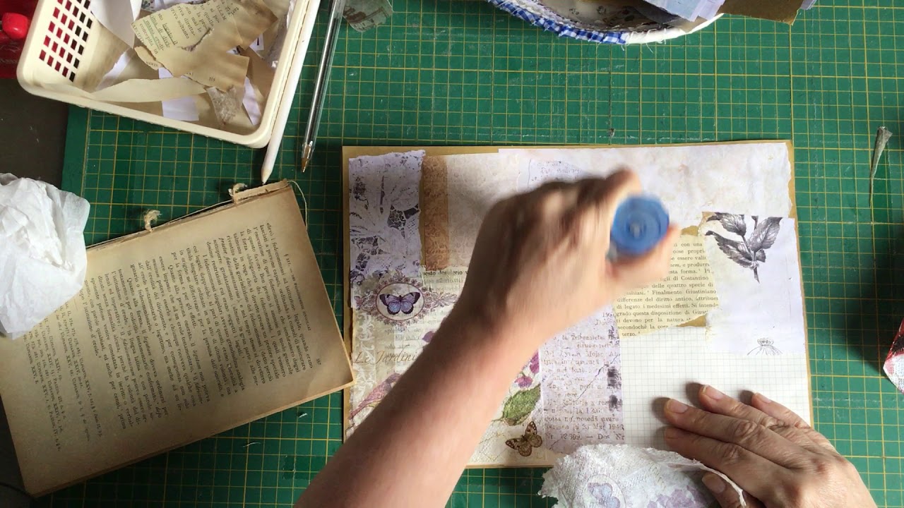 Collaging paper, making tags and journaling cards Part 1