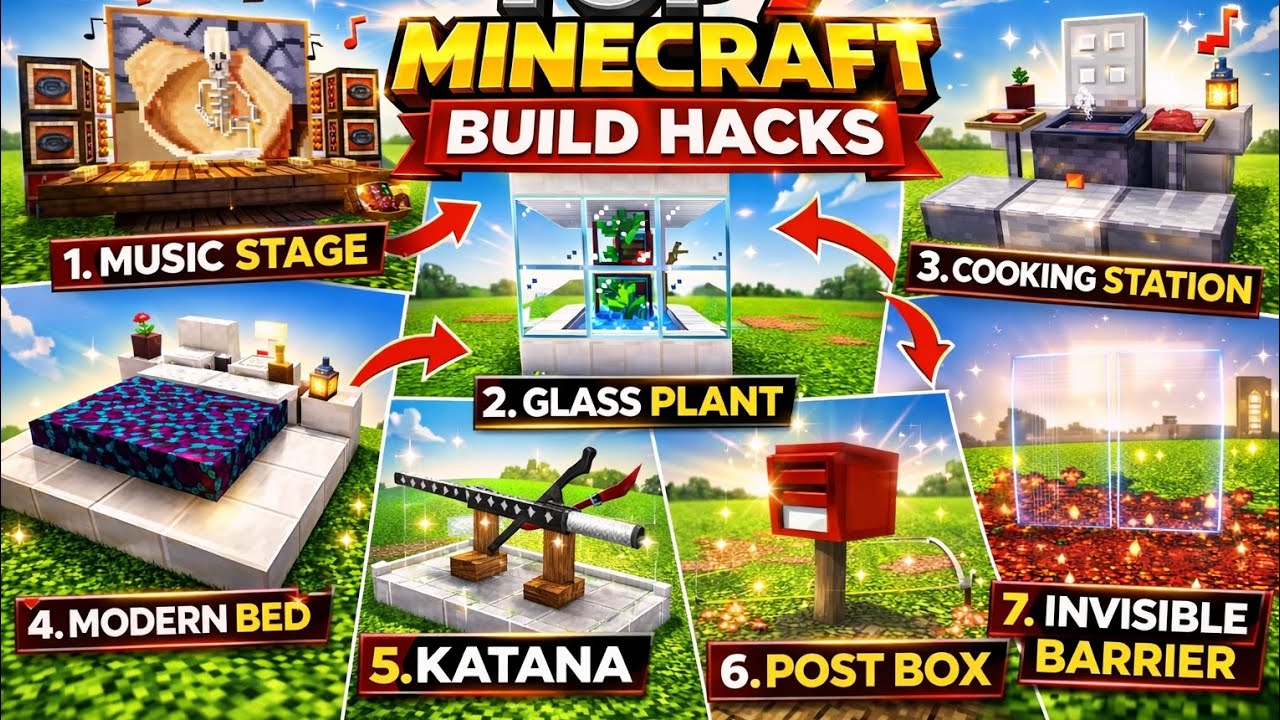 TOP 7 Minecraft Build Hacks Subscribe for more ❤️