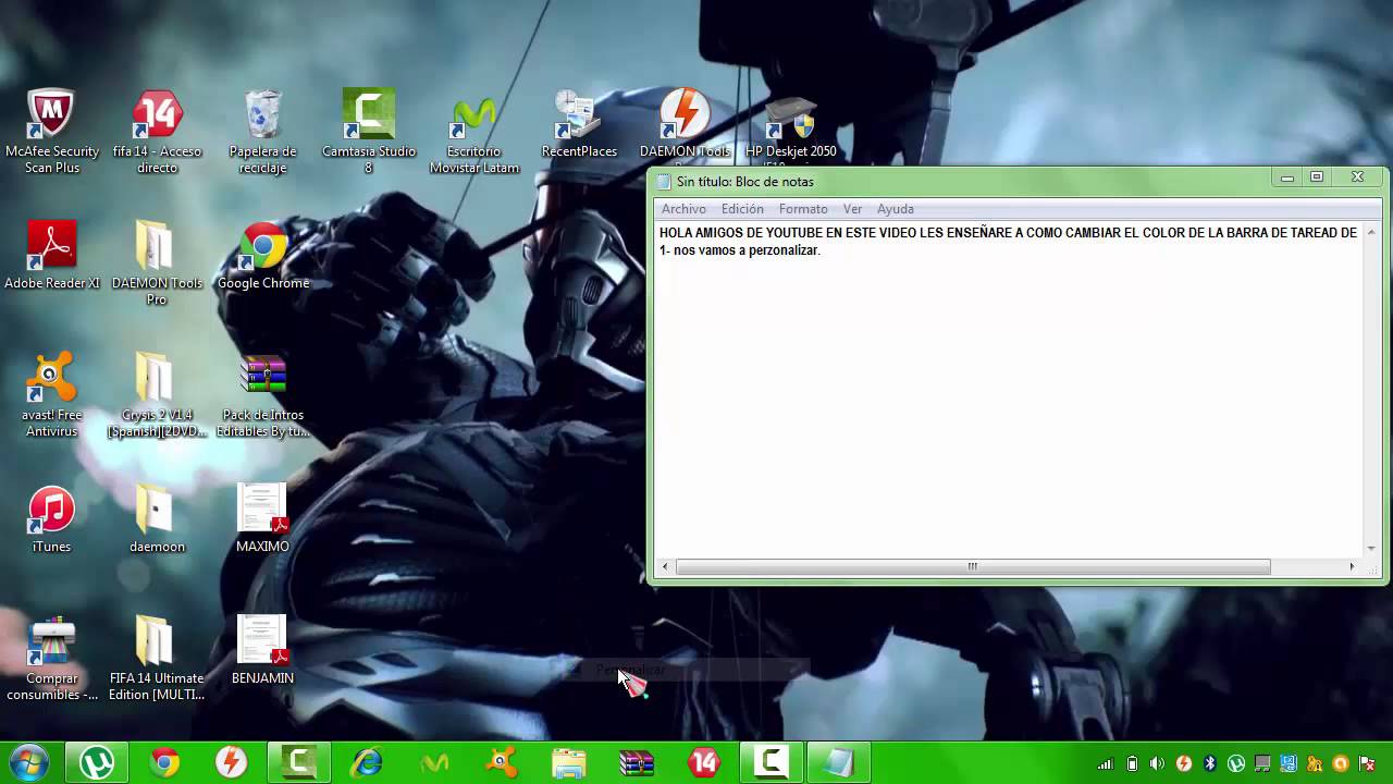 Como cambiar el color de la barra de tareas de windows 7