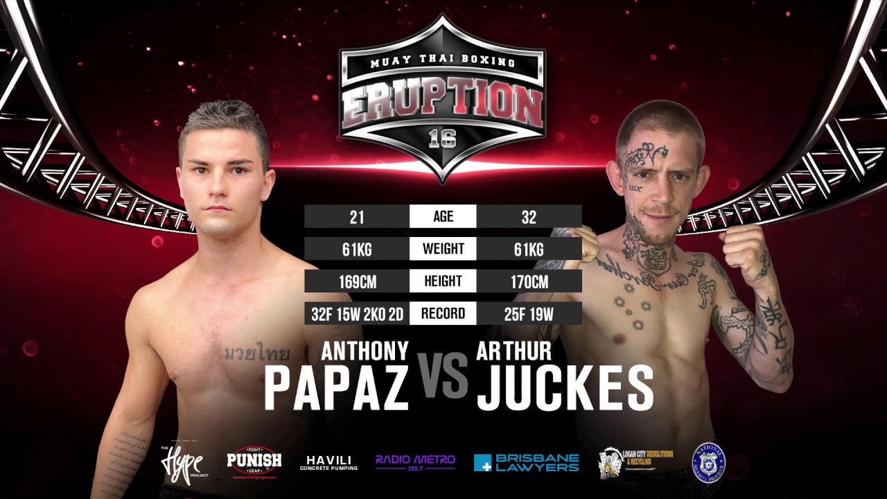 Eruption Muay Thai 16: Anthony Pappaz Vs Arthur Juckes