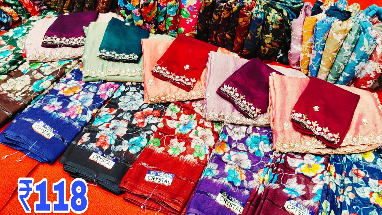 MADINA || FANCY OFFER SAREES ONLY ₹118 || SPECIAL BLOUSE WORK SAREES || #onlineshopping #saree 