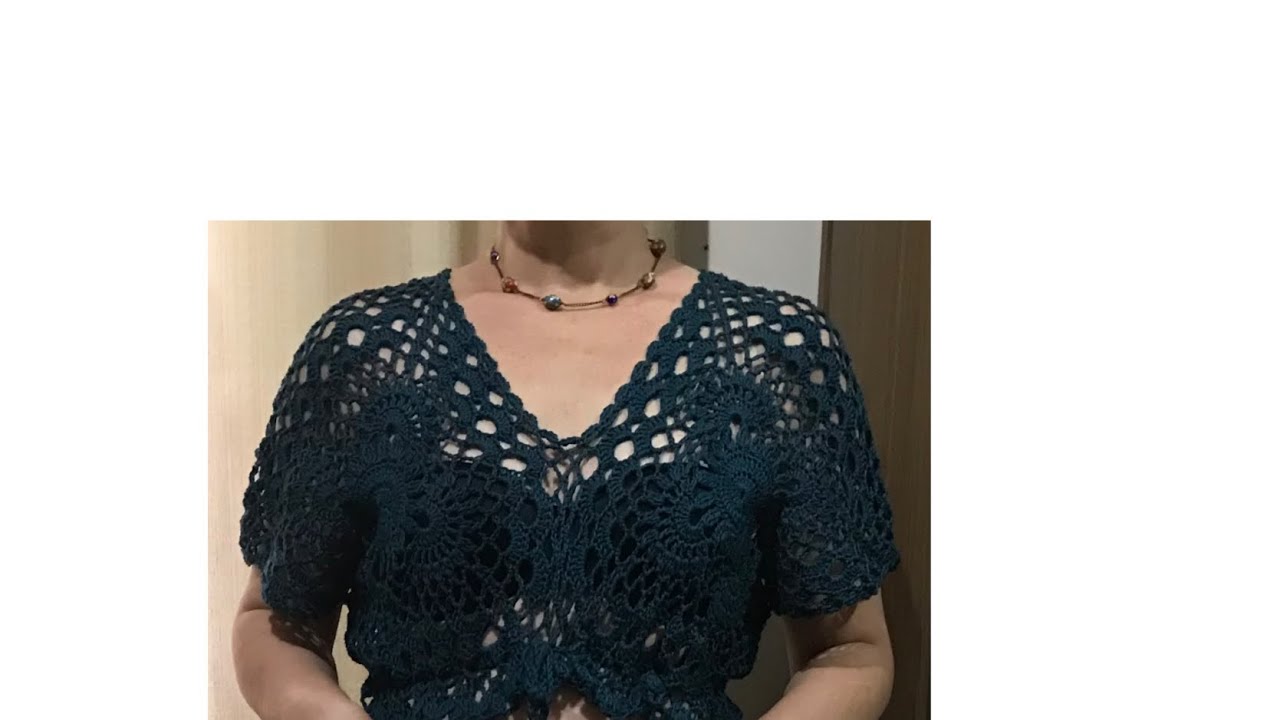 CROPPED DE CROCHÊ ADULTO TAM. MÉDIO (com explicações para outros tamanhos)