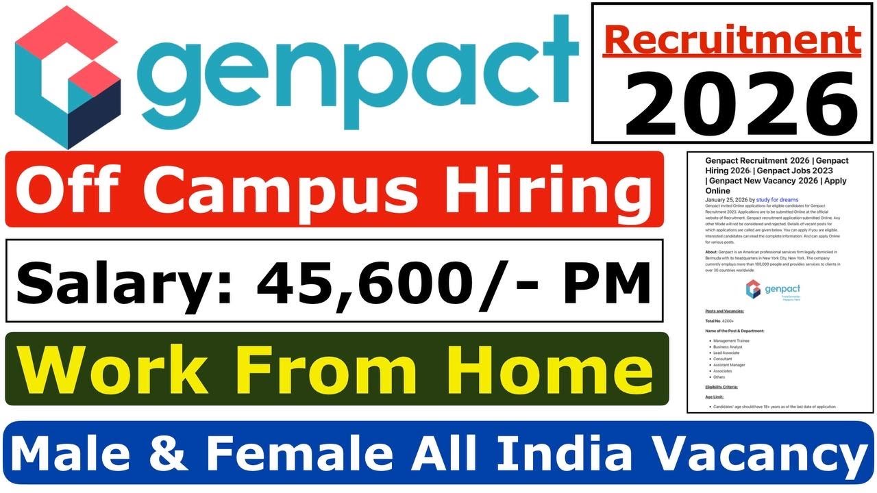 Work From Home Genpact Recruitment 2026 | Genpact New Vacancy 2026 | Genpact Hiring 2026 Jobs