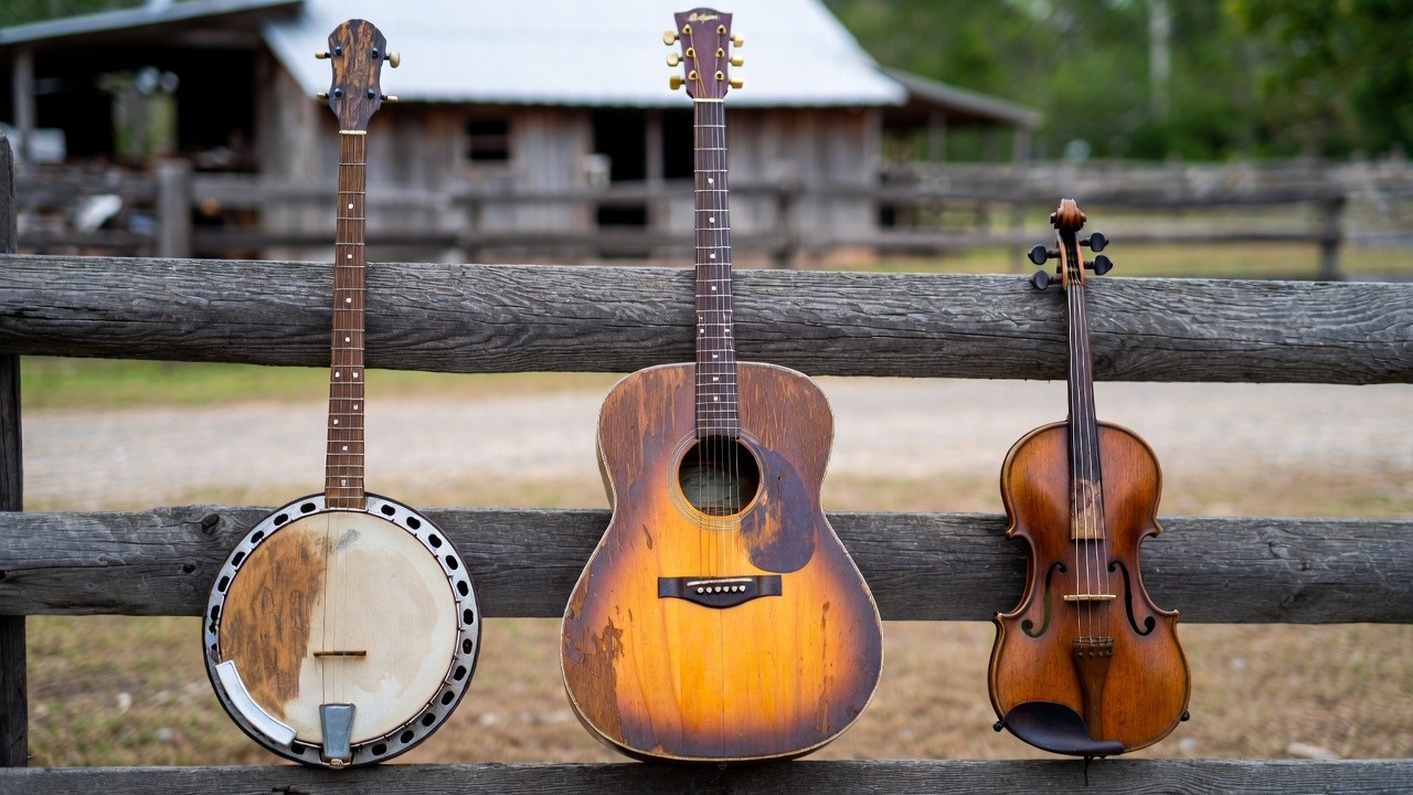 Hour long Contemporary folk (Banjo, Guitar, Violin)