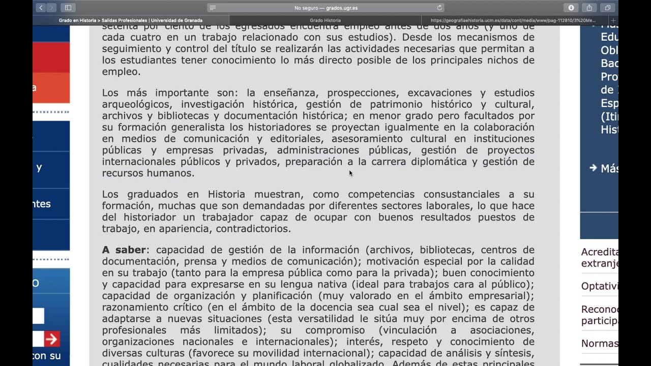 Salidas laborales GRADO DE HISTORIA