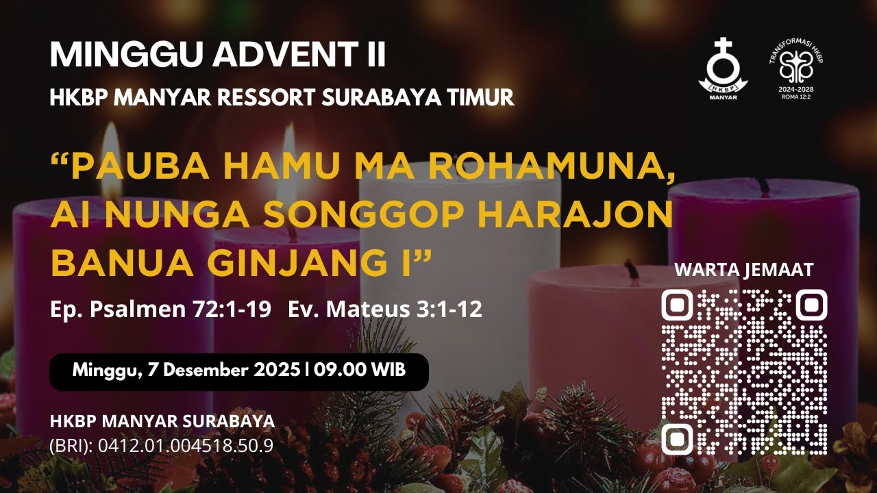 🔴PARMINGGUON MINGGU ADVENT II - 7 DESEMBER 2025 | PUKUL 09.00 WIB