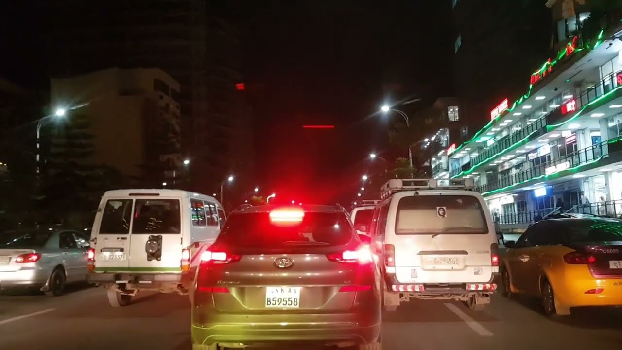 4kilo to Bole at night, Addis Ababa Night Driving  Downtown 2022