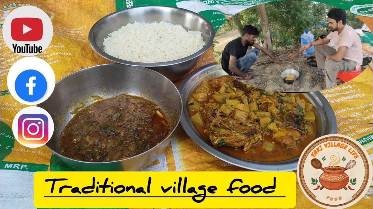 মাছের মাথা দিয়ে কচু শাক আর কচু দিয়ে মাছের তরকারি ।। 🙂🙂