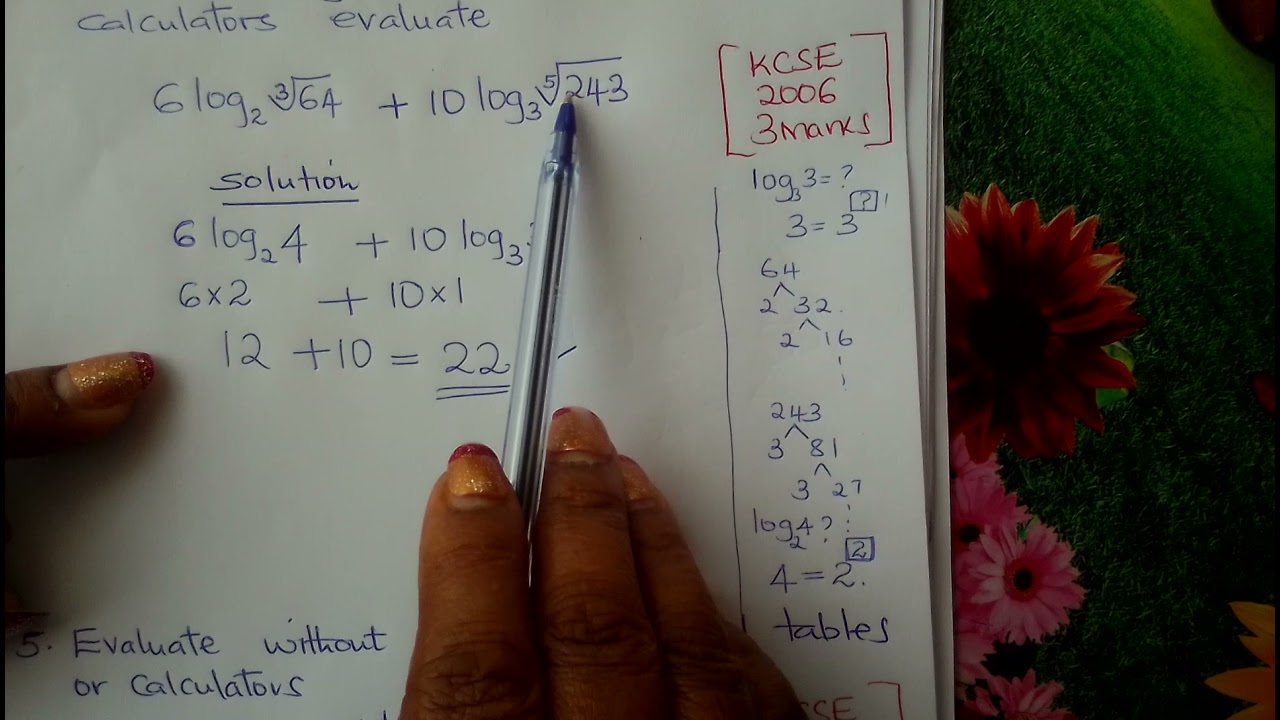 K C S E 2006 LogarithmsForm 3Lesson 3