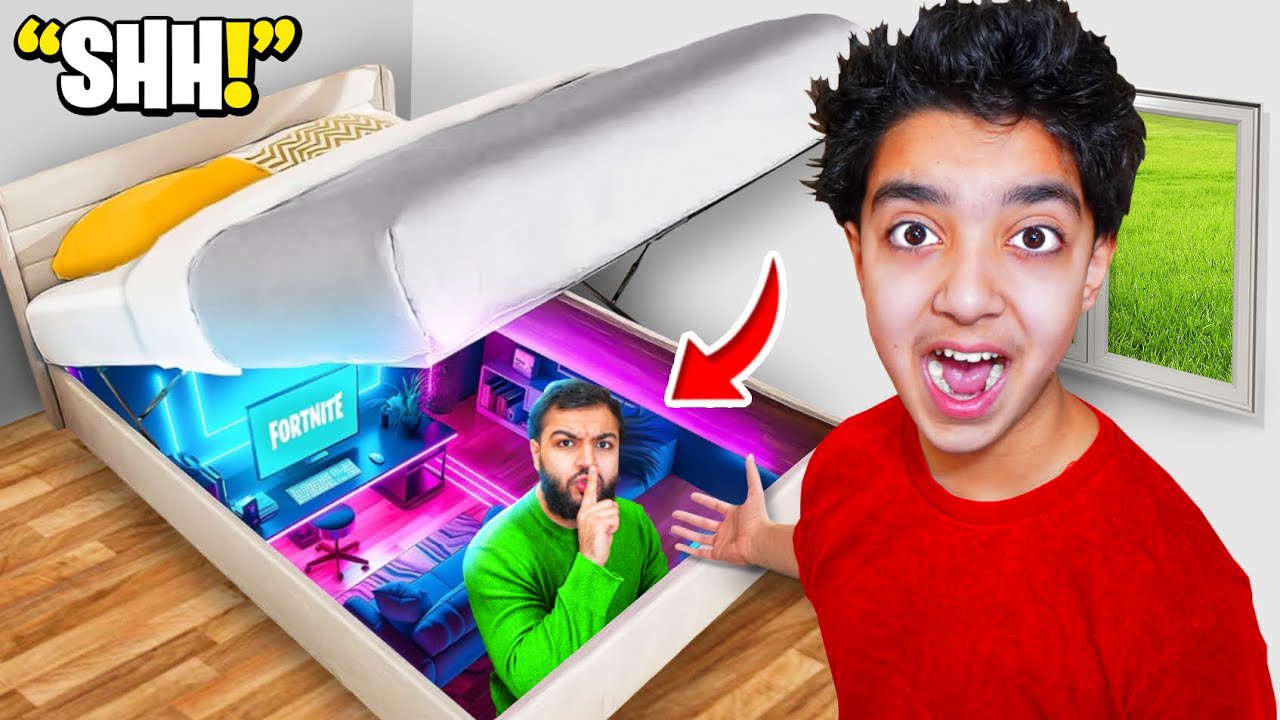 I Built a Secret Gaming Room Under My Bed To Play FORTNITE!