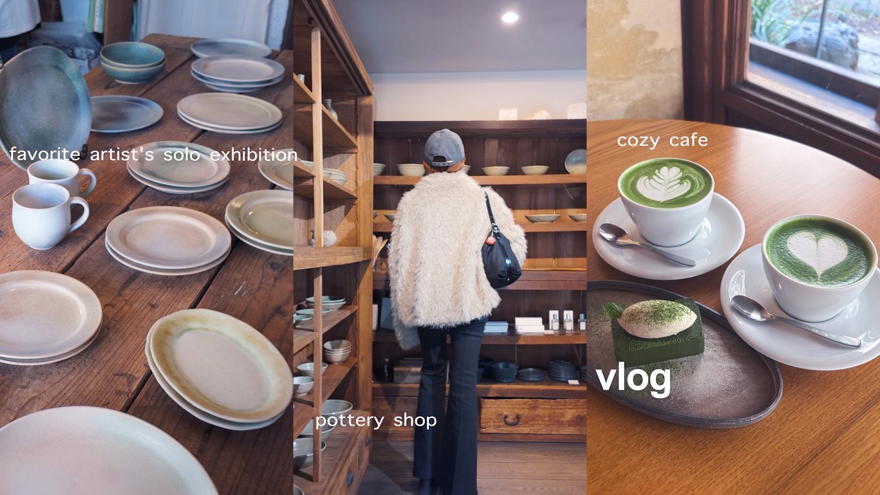 vlog | 池袋・谷中でカフェと器shop巡り, お気に入りを集める日常🪞