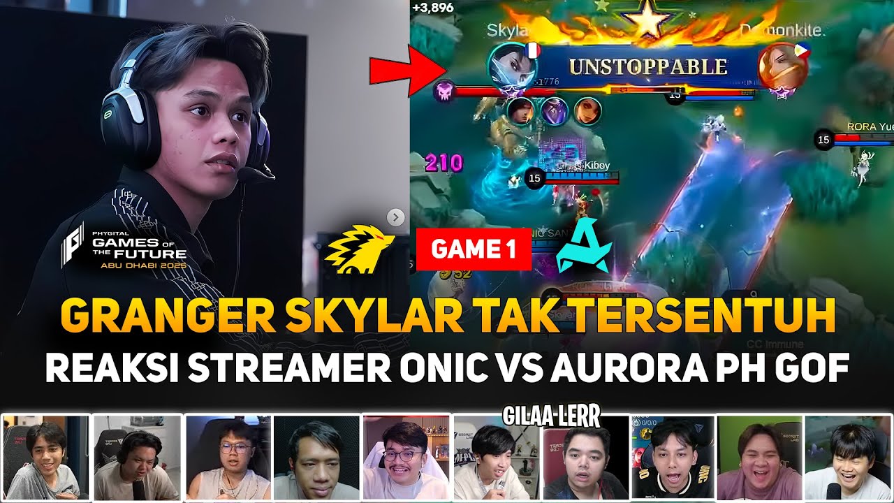 GRANGER SKYLAR TAK TERSENTUH 🔥 REAKSI STREAMER ONIC VS AURORA PH GAME 1 GOF 2025