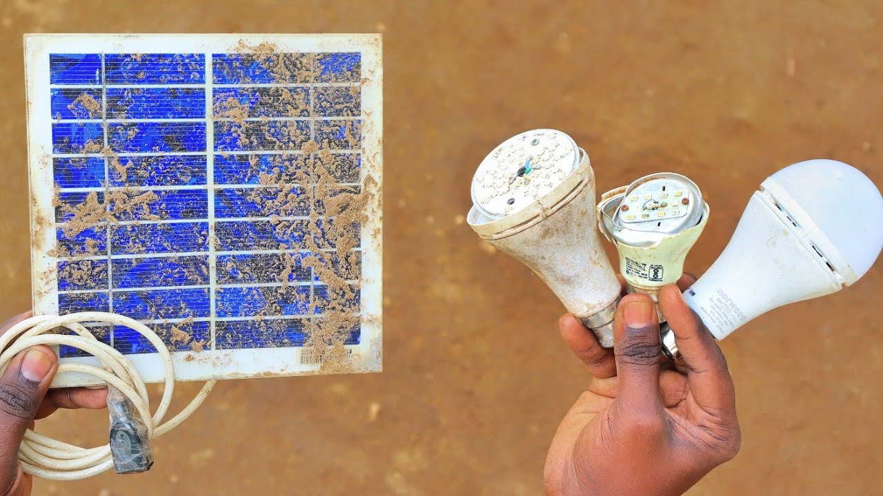 old solar panel and old led bulb reuse idea