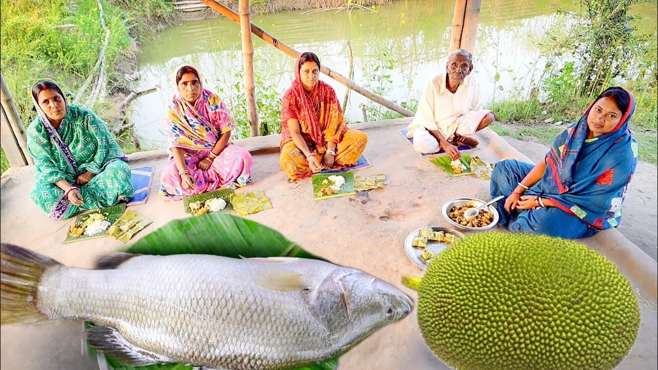 2.5 kg ওজনের ভেটকি মাছ কেটে পাতুরি বানালাম সাথে এঁচোড় চিংড়ি রান্না আর জমিয়ে খাওয়া || fish curry