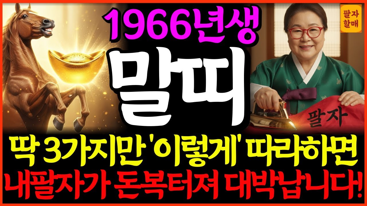 🌟2026년 병오년 1966년생 61세 말띠 신년운세🌟딱 3가지만 ‘이렇게’ 따라하면, 내팔자가 돈복터져 대박납니다!💸| 병오생ㅣ총운세ㅣ재물운ㅣ사업운ㅣ돈복ㅣ건강운ㅣ귀인운ㅣ연애운ㅣ