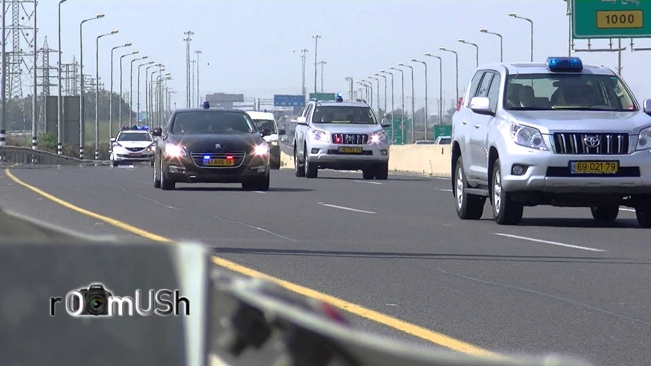 Israeli Chief Of Police and Prime Minister motorcades.
