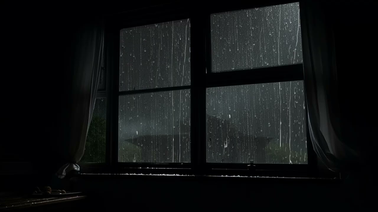 Window Rain White Noise - Heavy Rainfall for Stress Relief