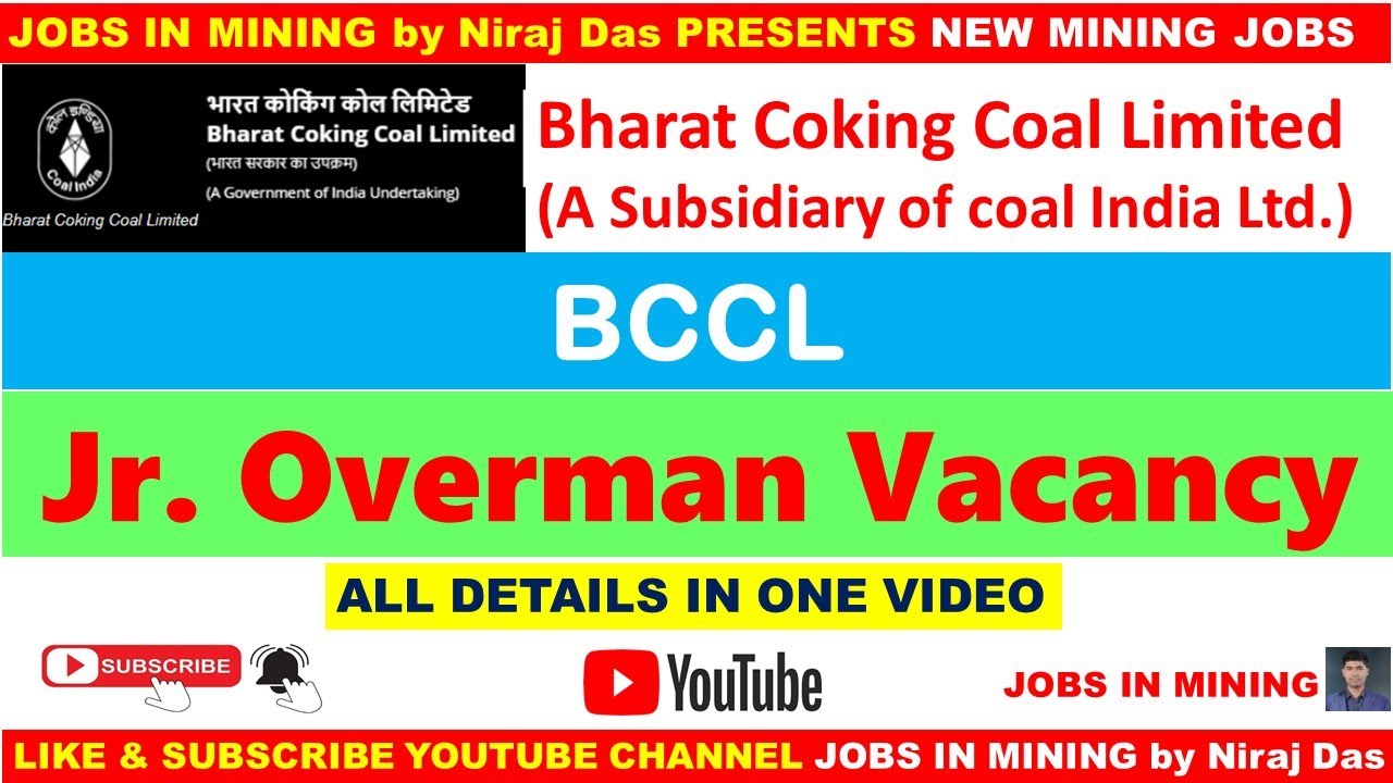 BCCL Jr Overman vacancy - How to Apply