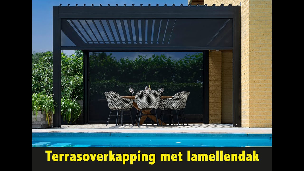 Terrasoverkapping met lamellendak SOLIDCUBE   LUX  installatie
