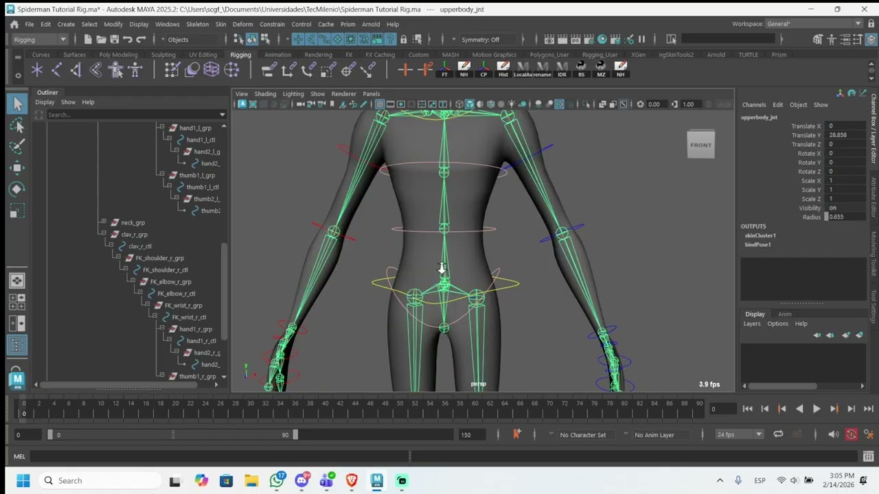 Tutorial Rigging - Parte 3 (Posicionamiento de controles FK e IK) - Spiderman