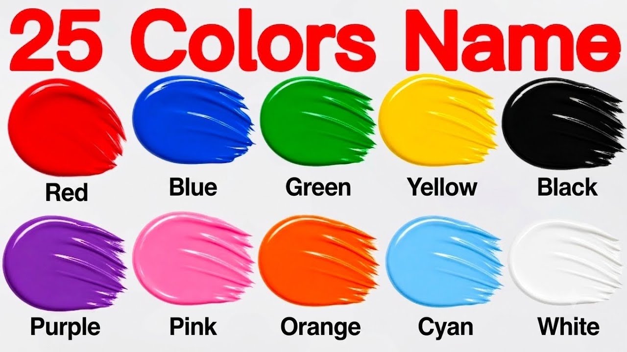 25 Colours Name English and Hindi with Pictures | 25 रंगों के नाम | Color Name & Pictures for kids