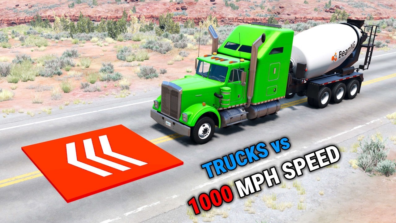 Only TRUCK Instant 1000 MPH Blast #5 - which BeamNG car survives the farthest?!